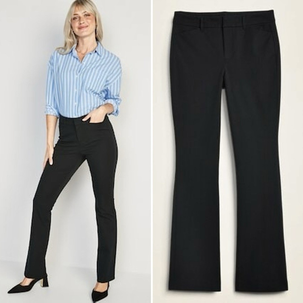 NEW Old Navy High‎ Waisted Pixie Flare Pants Size 22 Black Stretch Work Office